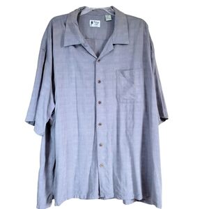 Silk Grey Hawiian Button-Down Short Sleeve by Vintage Silk Men's Size 4X